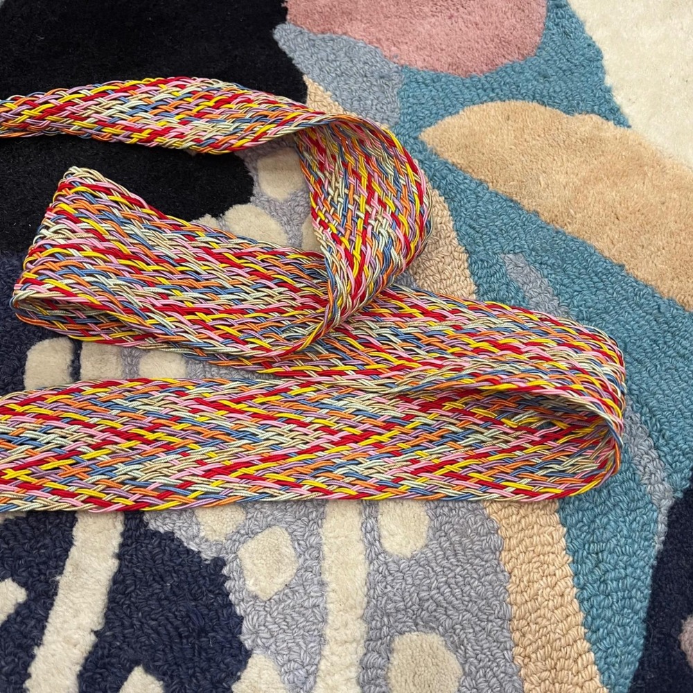 Vintage Multicolor Braided Wrap Belt Woven Boho Waist Tie Sash S 2XL